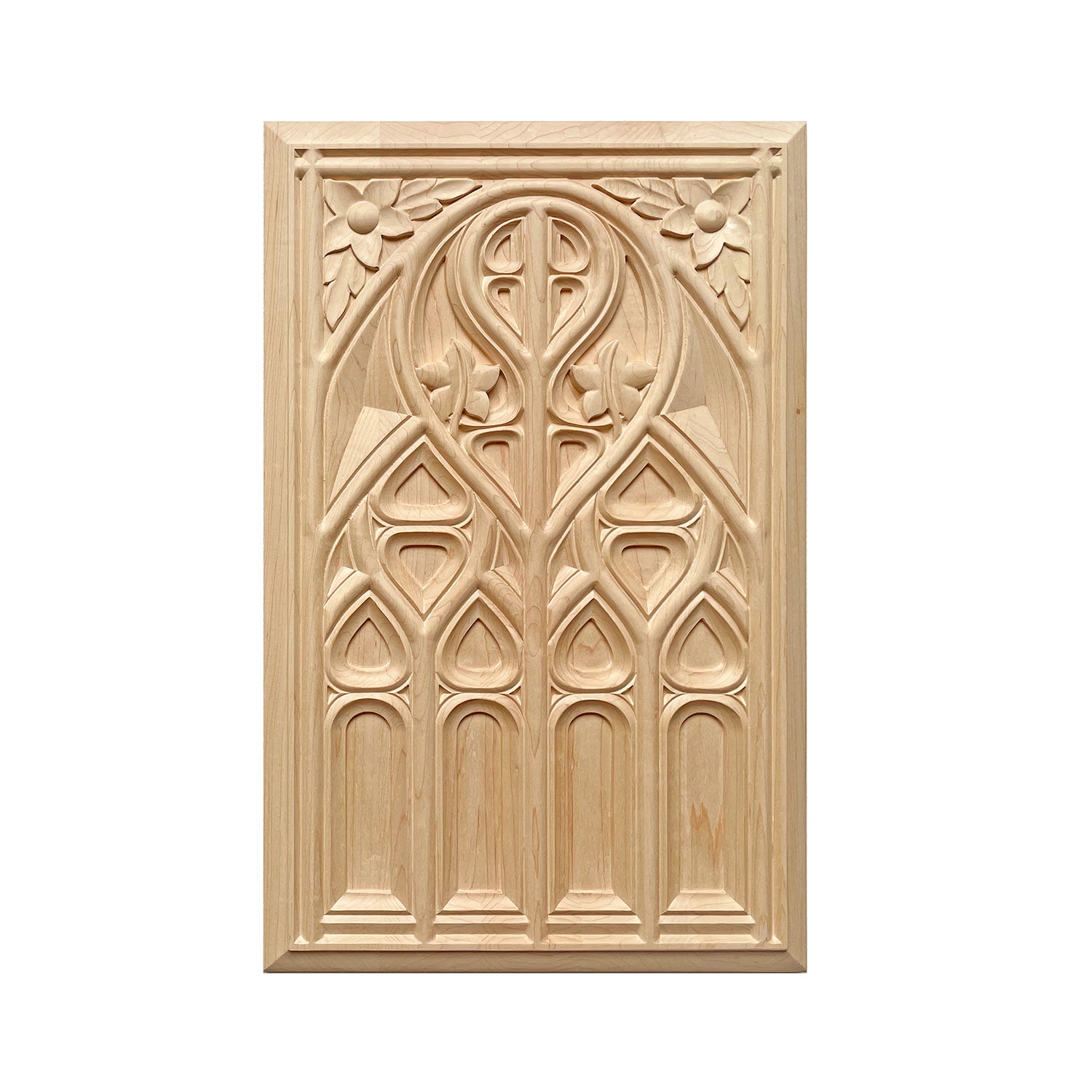 PAIR of PNL-16 Gothic Style Carved Wood Door Panels, Furniture Panels, 13-1/2