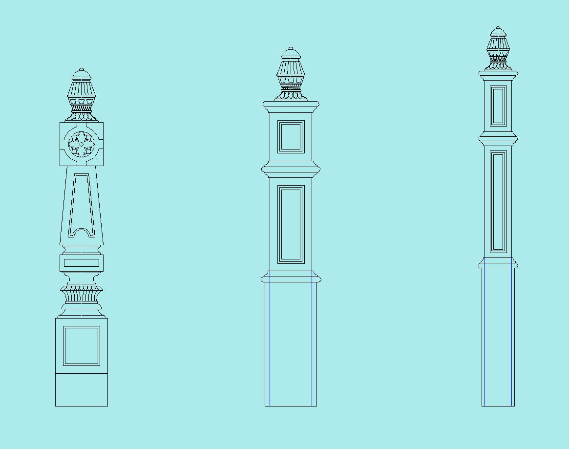 CUSTOM220828-Part 1,  Four Designs of Newel Posts, SOLD