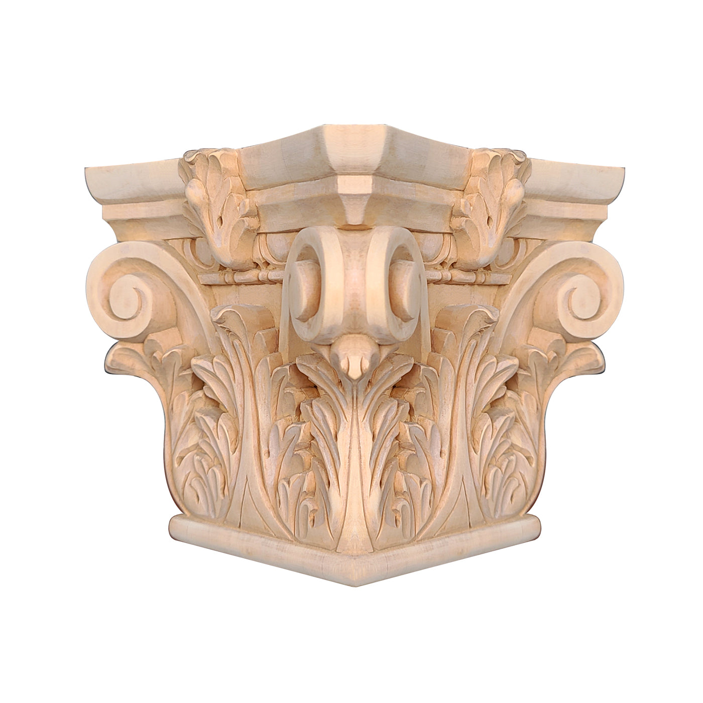 Wood Carved Acanthus Capitals for 4", 5" & 6-1/4" Square Columns, Hollow, Single