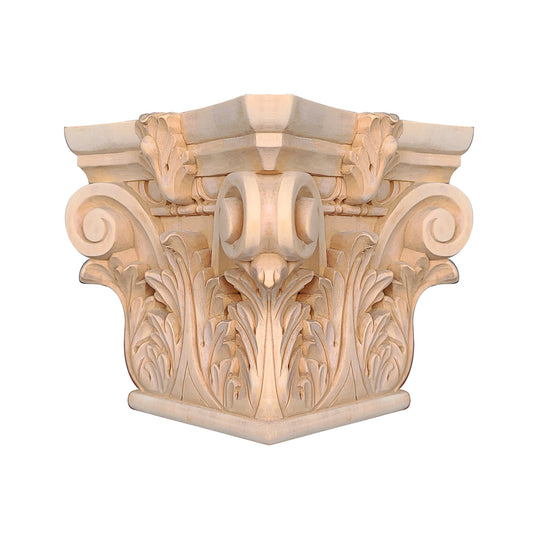 Wood Carved Acanthus Capitals for 4", 5" & 6-1/4" Square Columns, Hollow, Single