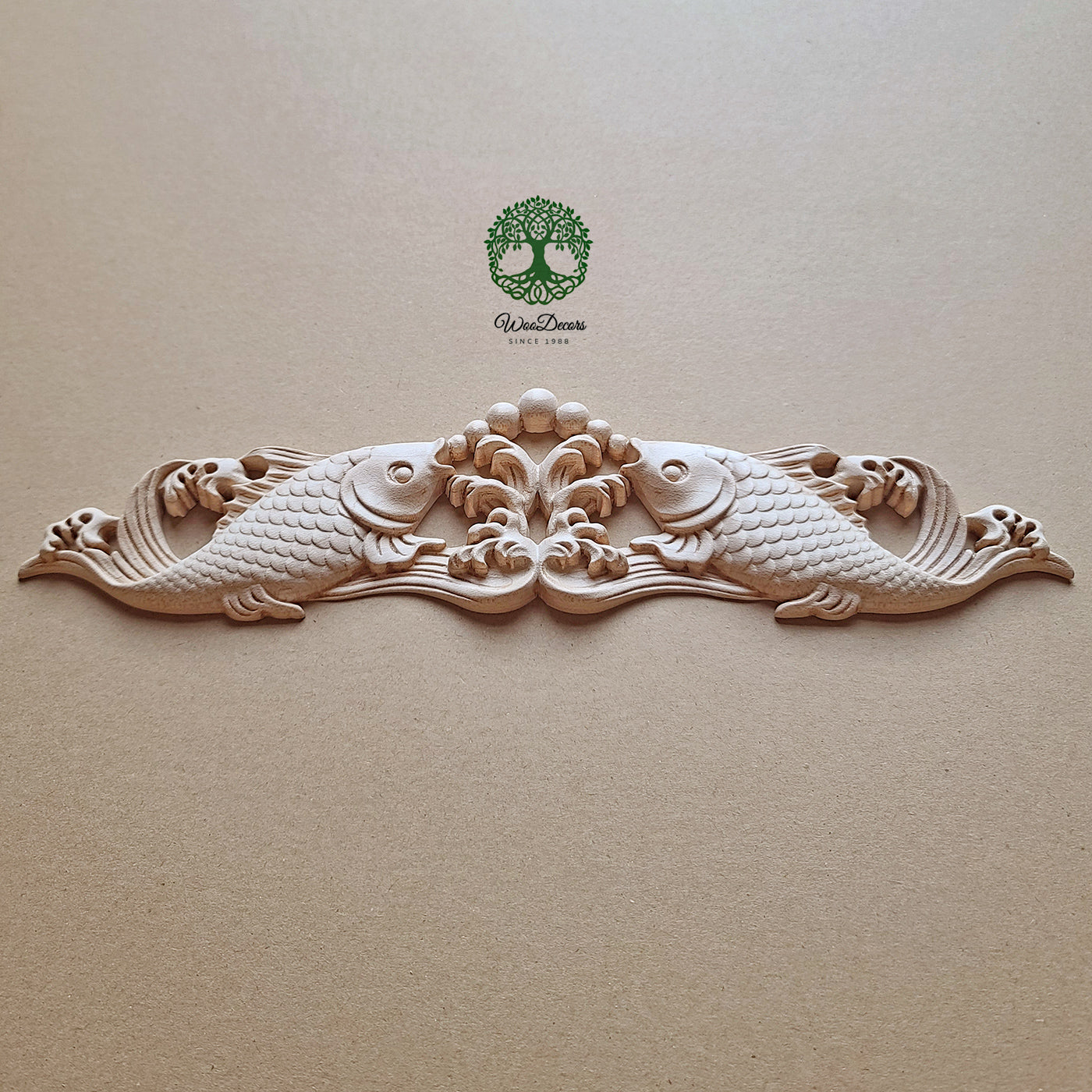 Lovely Bubbling Fish Carved Wood Applique, Available from 12