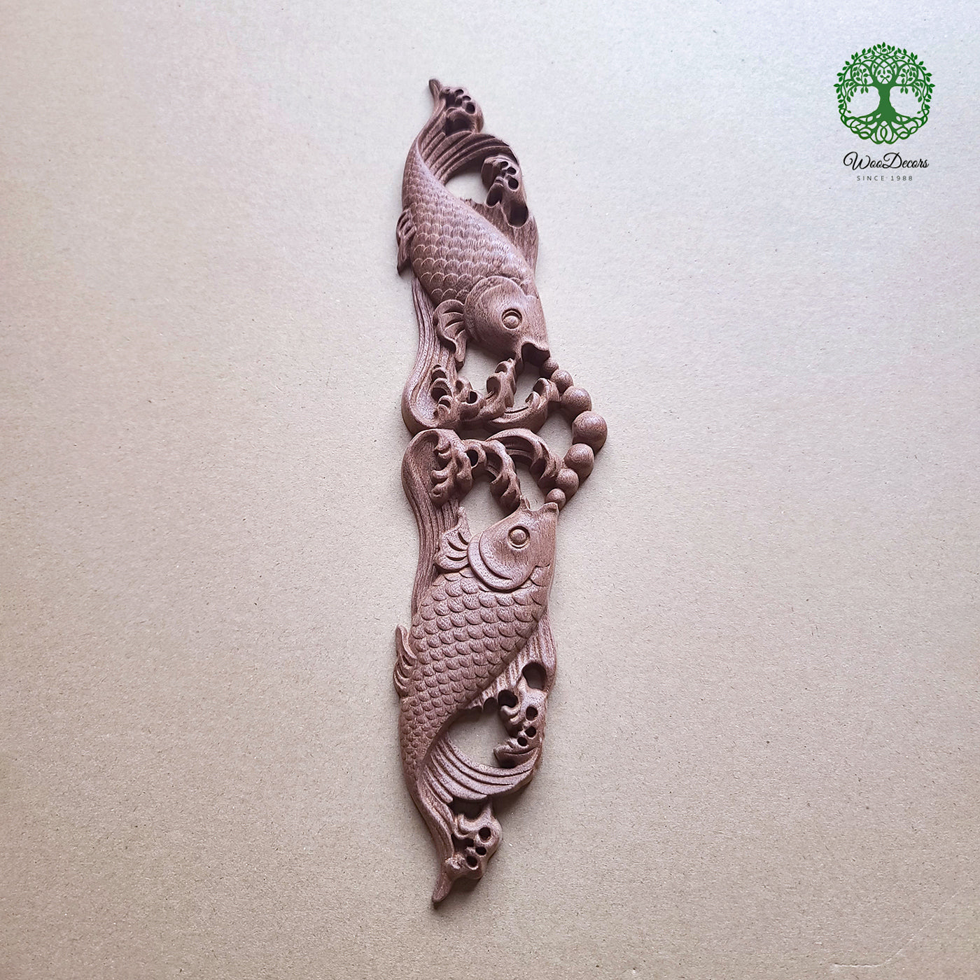 Lovely Bubbling Fish Carved Wood Applique, Available from 12" to 23" Wide, Single