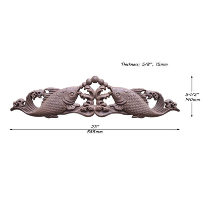 Lovely Bubbling Fish Carved Wood Applique, Available from 12" to 23" Wide, Single