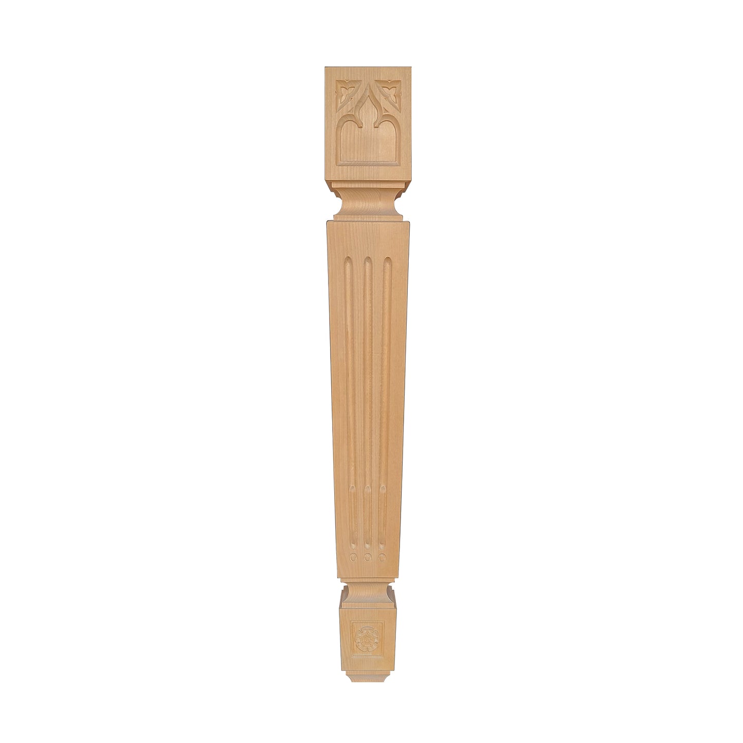 PAIR of Tapered Gothic Fluted Island Posts, Table Legs, Available in 29" & 35-1/2" High, Unfinished