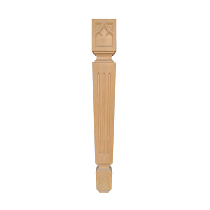 PAIR of Tapered Gothic Fluted Island Posts, Table Legs, Available in 29" & 35-1/2" High, Unfinished