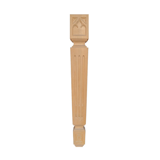PAIR of Tapered Gothic Fluted Island Posts, Table Legs, Available in 29" & 35-1/2" High, Unfinished