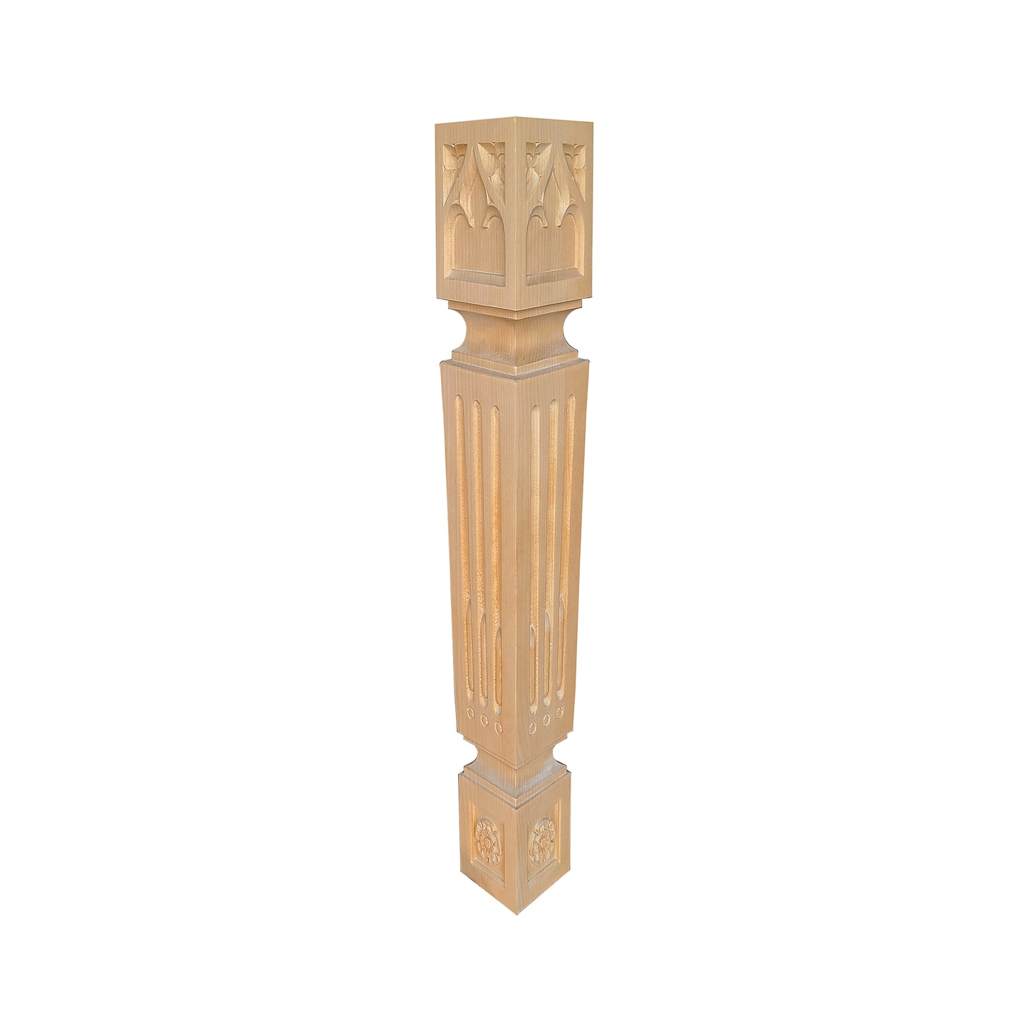 PAIR of Tapered Gothic Fluted Island Posts, Table Legs, Available in 29" & 35-1/2" High, Unfinished