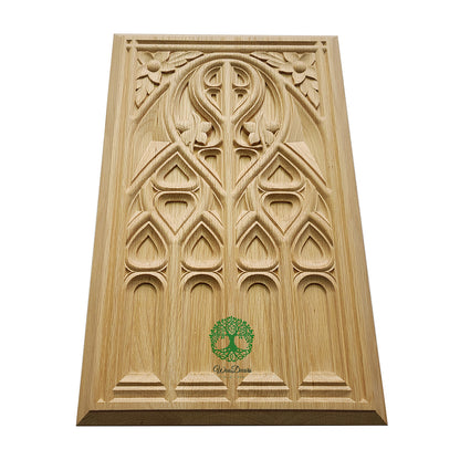 PAIR of PNL-16 Gothic Style Carved Wood Door Panels, Furniture Panels, 13-1/2"Wx21-1/4"H, Unfinished