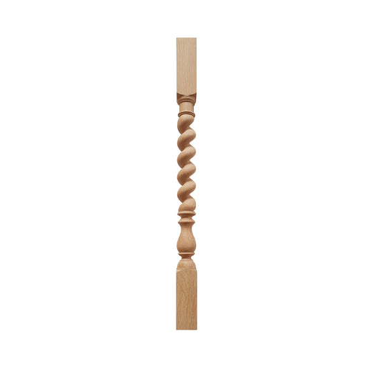 Set of 4, Solid Carved Spiral Twist Balusters, Stair Spindles, 2"x2"x36"H