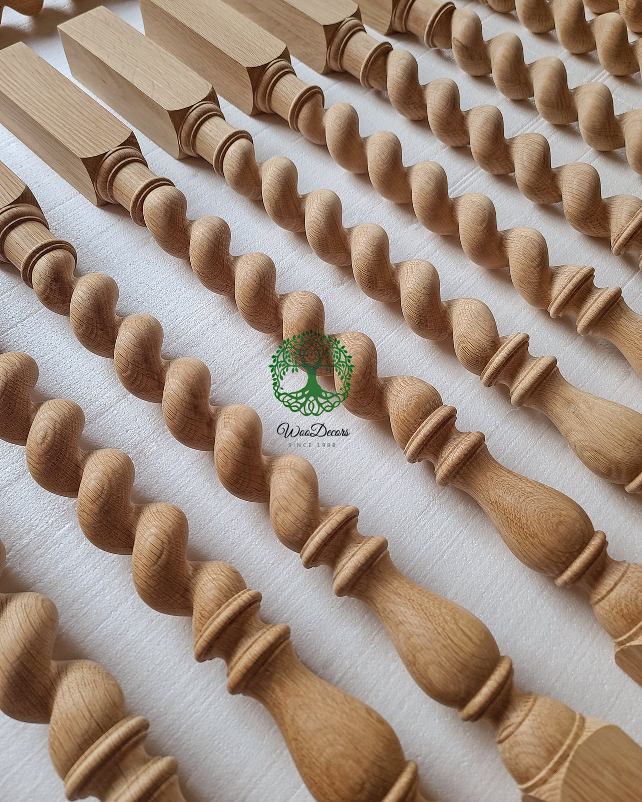 Set of 4, Solid Carved Spiral Twist Balusters, Stair Spindles, 2"x2"x36"H