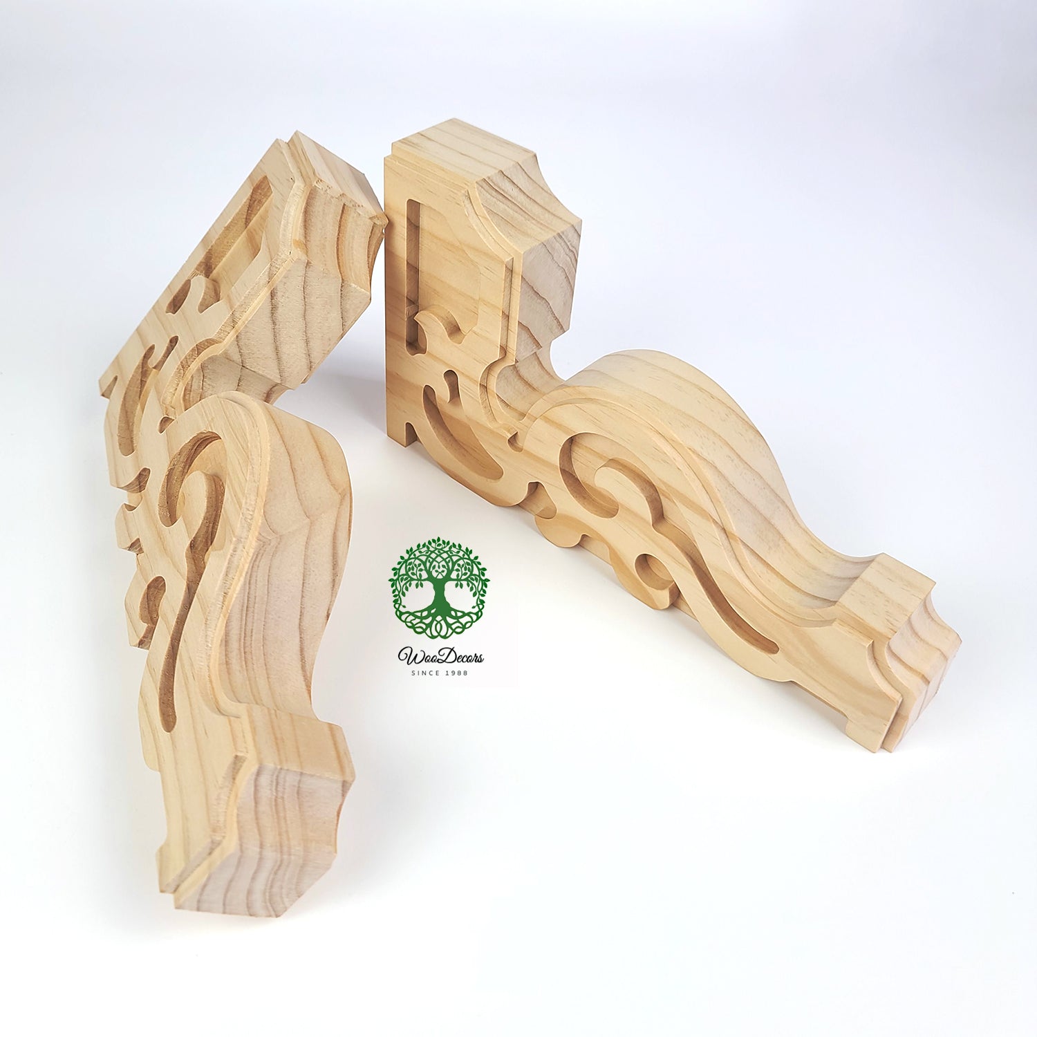 PAIR of Victorian Wood Carved Brackets for Float Shelf and Curtain Rod, Available in 8