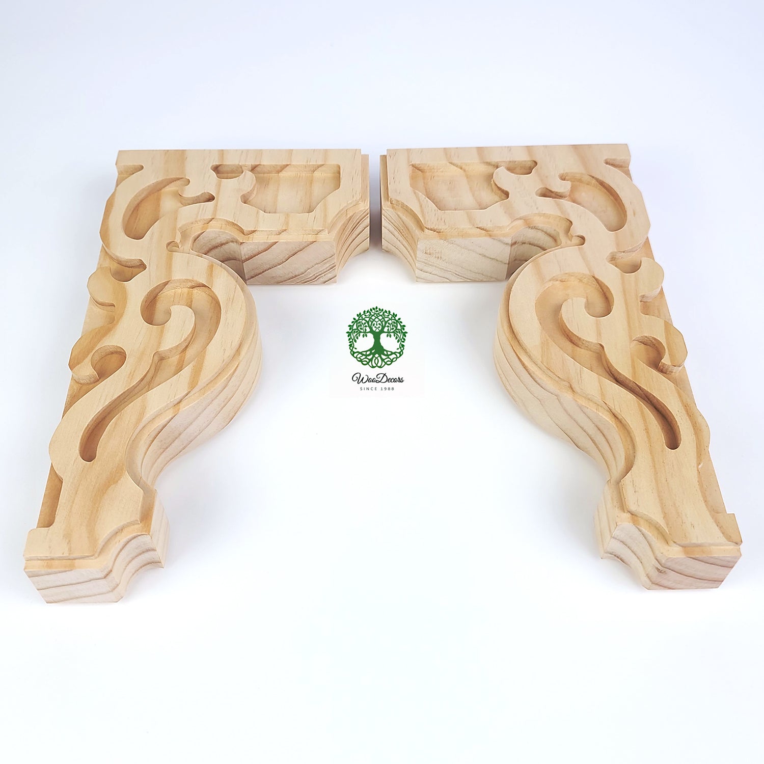 PAIR of Victorian Wood Carved Brackets for Float Shelf and Curtain Rod, Available in 8