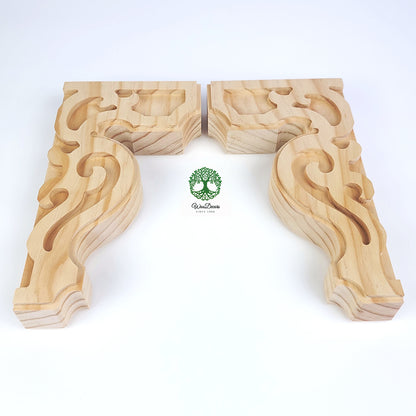 PAIR of Victorian Wood Carved Brackets for Float Shelf and Curtain Rod, Available in 8", 10" & 14" High