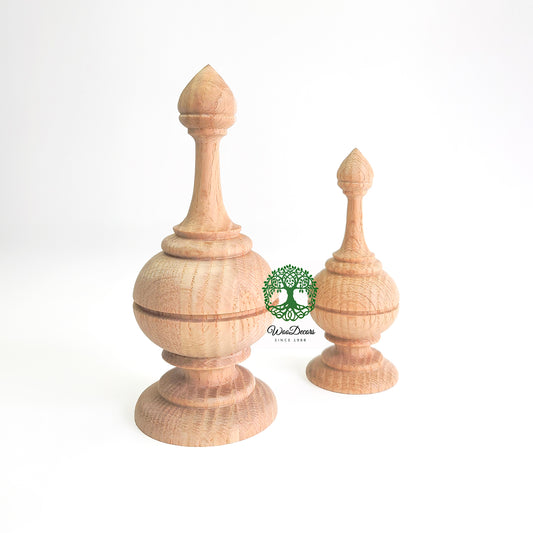 PAIR of Wood Turning Urn Finial for Curtain Rod, Bed Post and Furniture, Available in 2 Sizes, Unfinished