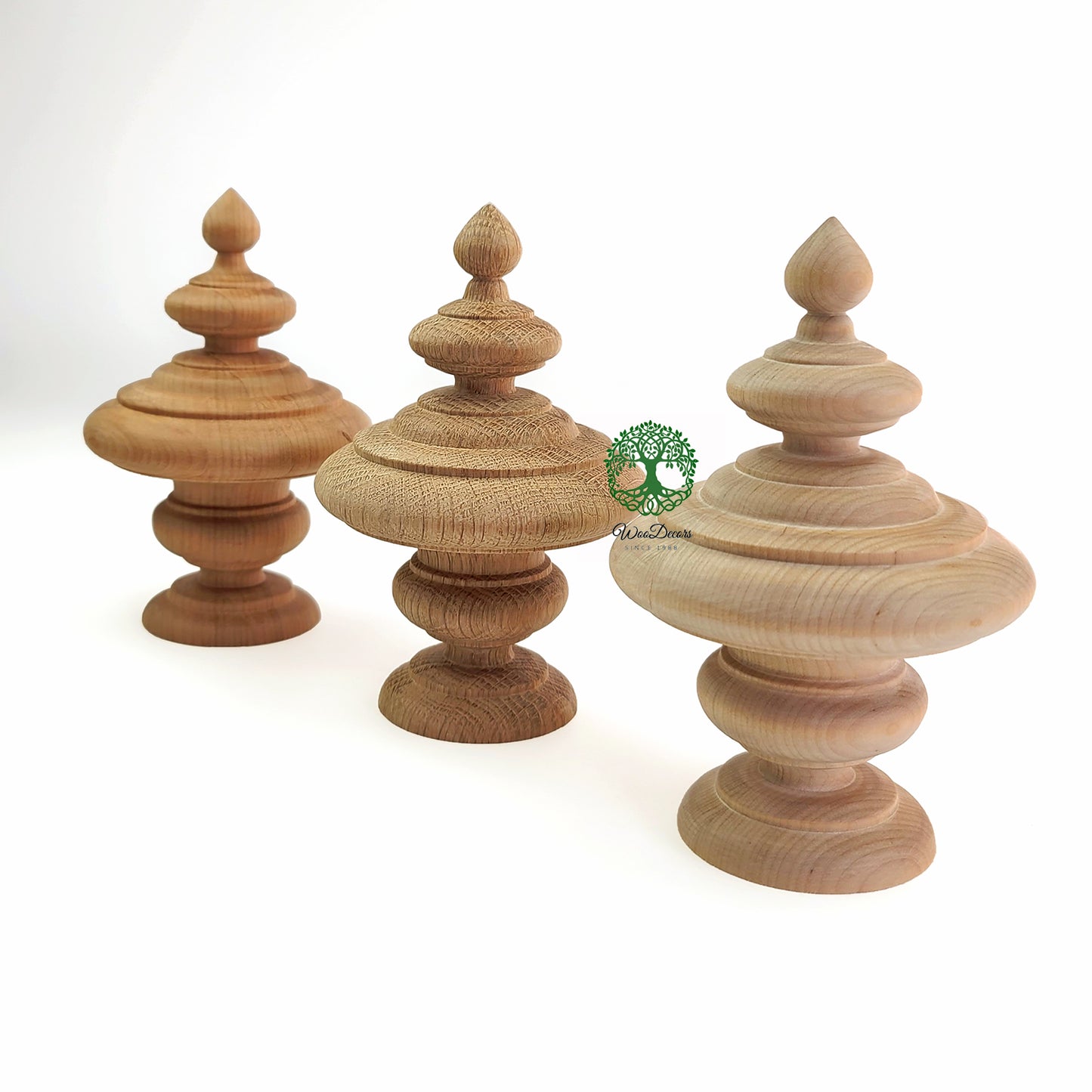 PAIR of Wood Turning Urn Finial for Curtain Rod, Bed Post and Furniture, 5-3/4"High, Unfinished
