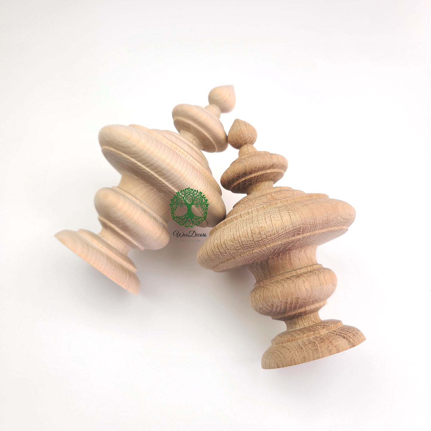 PAIR of Wood Turning Urn Finial for Curtain Rod, Bed Post and Furniture, 5-3/4"High, Unfinished