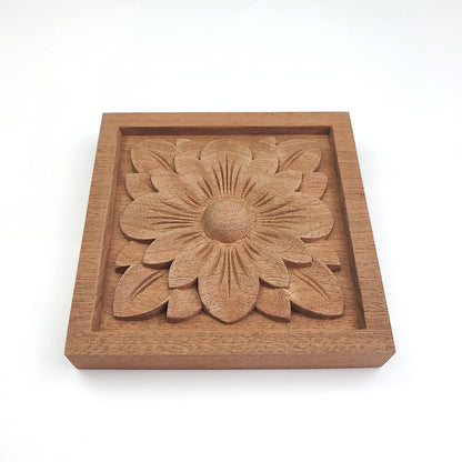 PAIR of Wood Carved Square Blocks, Wood Plinths, Section #2, Available from 3" to 5-1/8"