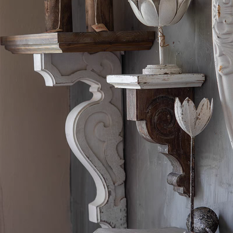 PAIR of Victorian Wood Carved Brackets for Float Shelf and Curtain Rod, Available in 8", 10" & 14" High
