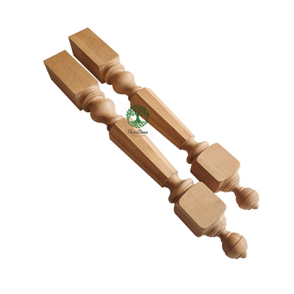 NWL-08 Wood Carved Hexagon Newel Post, Available in 4"x4", 5"x5", Unfinished, Single