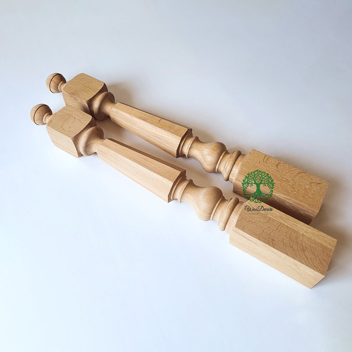 NWL-08 Wood Carved Hexagon Newel Post, Available in 4"x4", 5"x5", Unfinished, Single