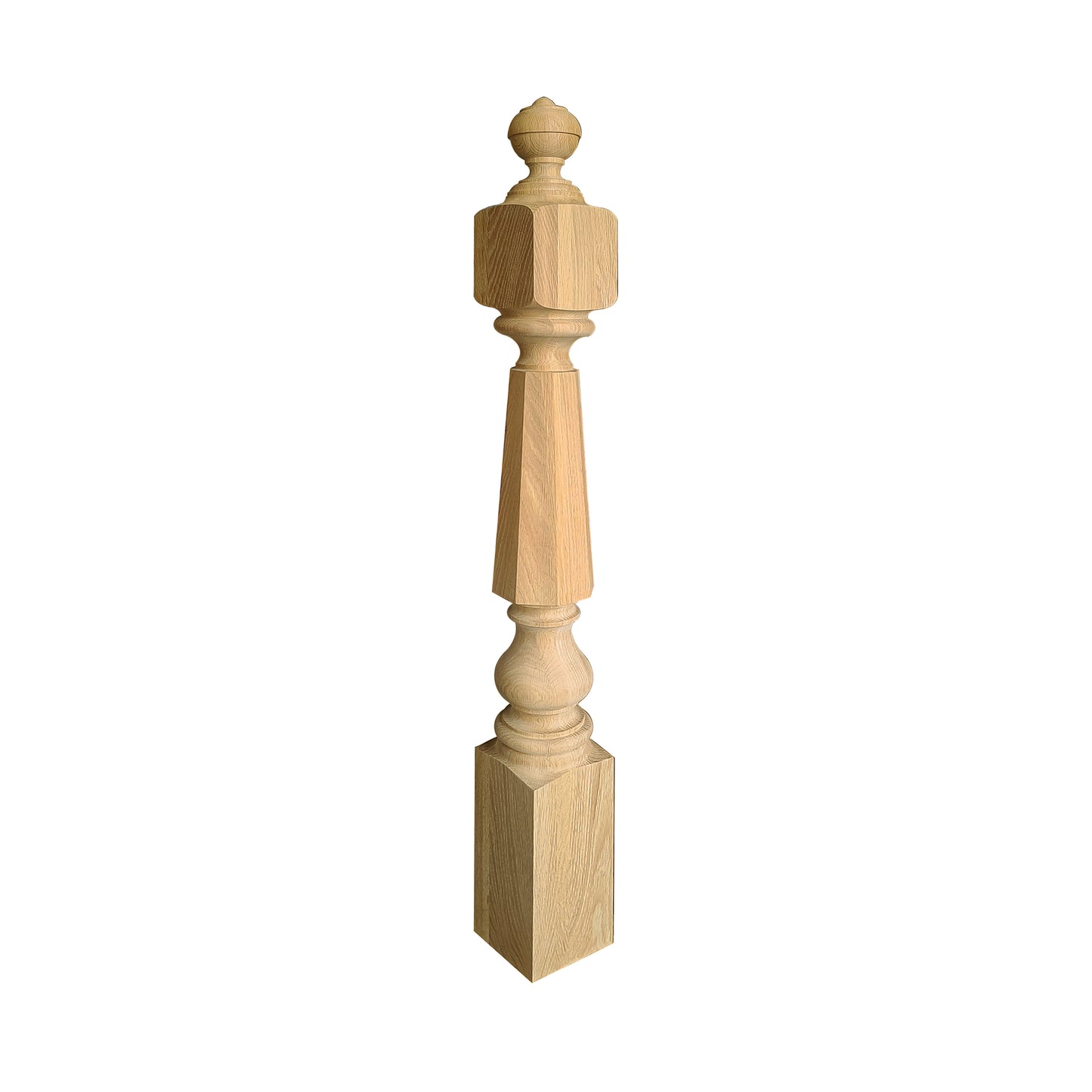NWL-08 Wood Carved Hexagon Newel Post, Available in 4"x4", 5"x5", Unfinished, Single