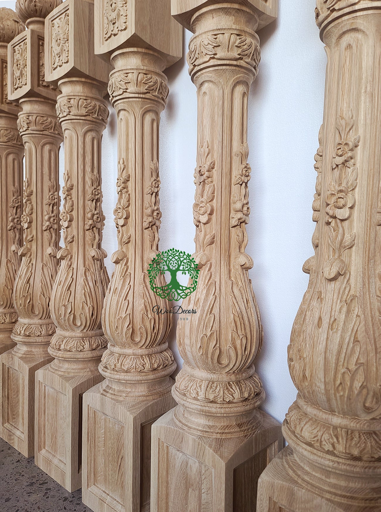 CUSTOM250522 14PCS of 50-3/8"H Newel Posts & 140PCS of 38"H Balusters, White Oak