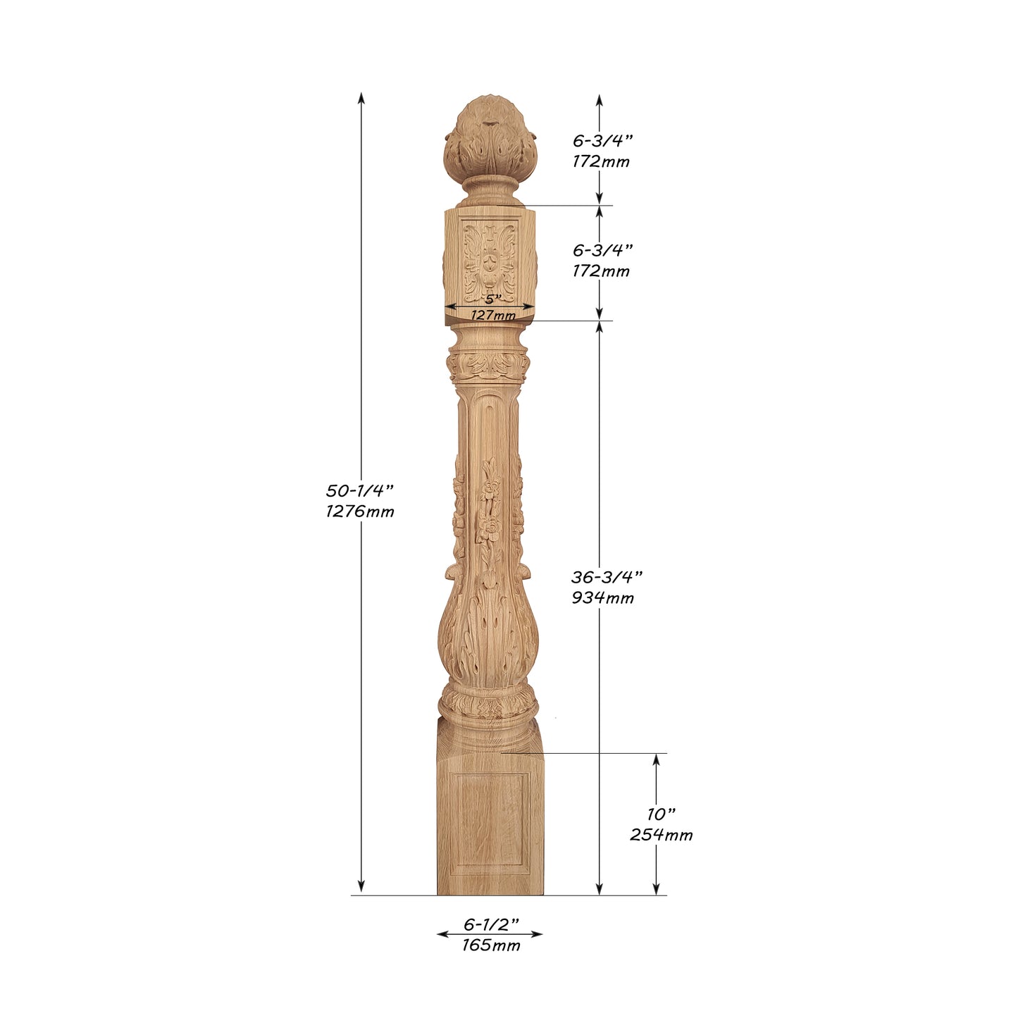 CUSTOM250522 14PCS of 50-3/8"H Newel Posts & 140PCS of 38"H Balusters, White Oak
