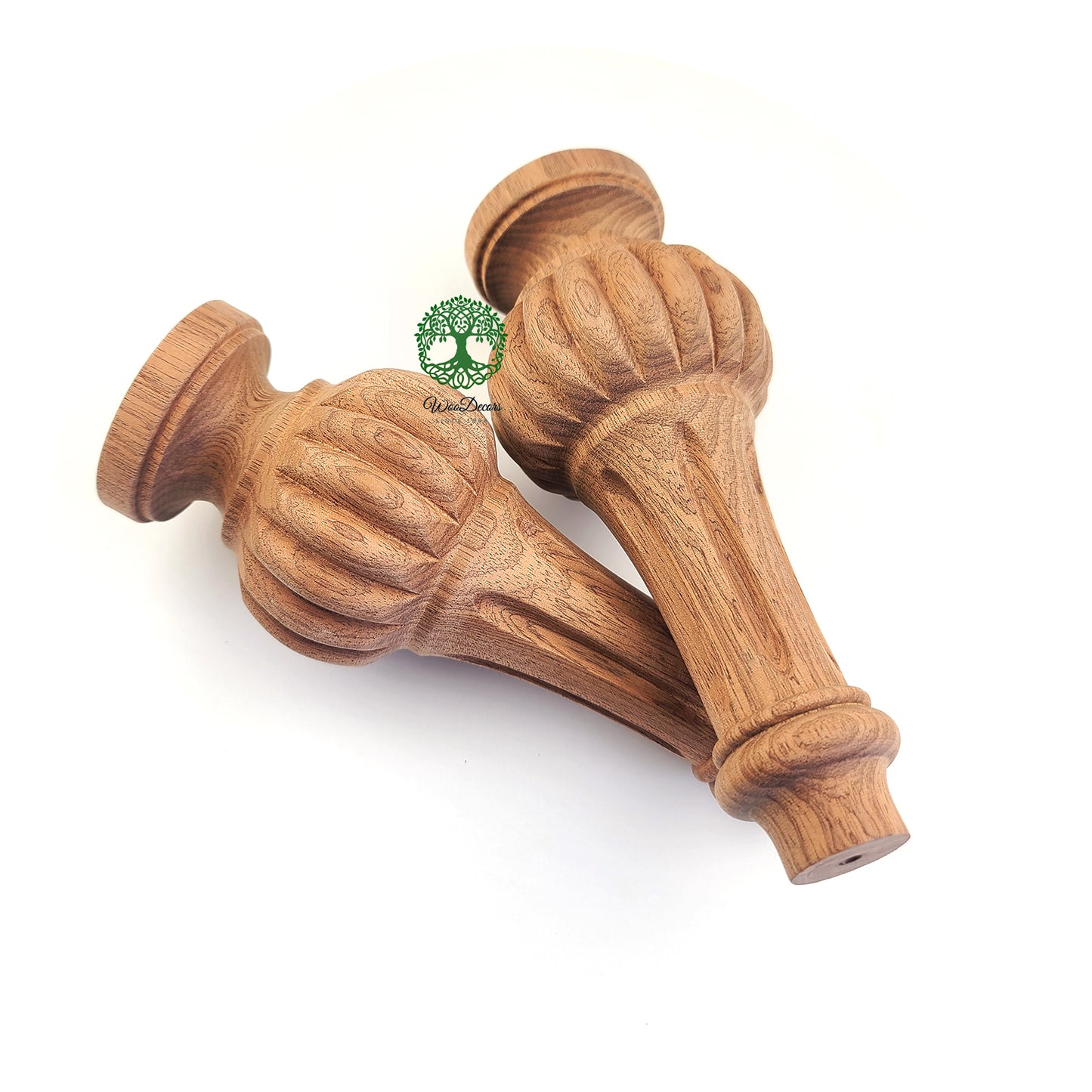 PAIR of Solid Carved Bun Feet for Nightstand, Chest and Cabinet, Available in 6" & 8" High