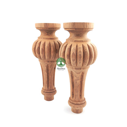 PAIR of Solid Carved Bun Feet for Nightstand, Chest and Cabinet, Available in 6" & 8" High