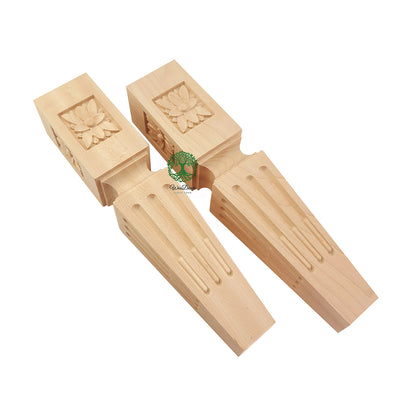 PAIR of French Wood Furniture Cabinet Legs, 2-3/8"Wx2-3/8"Dx11-3/4"H