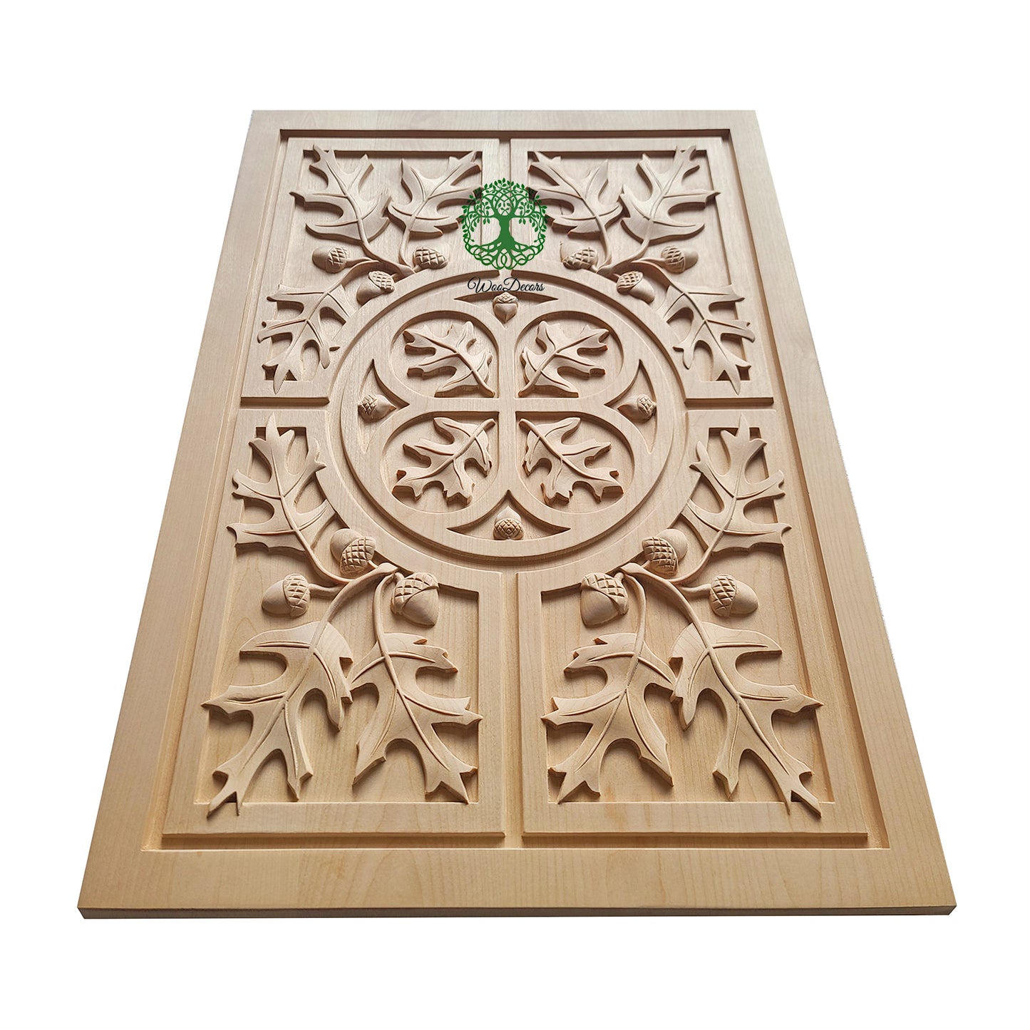 PAIR of PNL-44 Oak Leaf & Acorn Carved Wood Furniture Panels, 12"Wx16”H, Unfinished