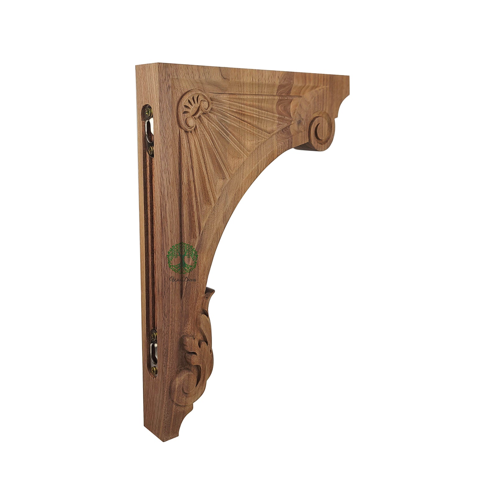PAIR of Geometric Patterns & Leaf Carved Wood Shelf Bracket Corbels, Available from 9