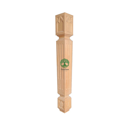 PAIR of Tapered Gothic Fluted Island Posts, Table Legs, Available in 29" & 35-1/2" High, Unfinished
