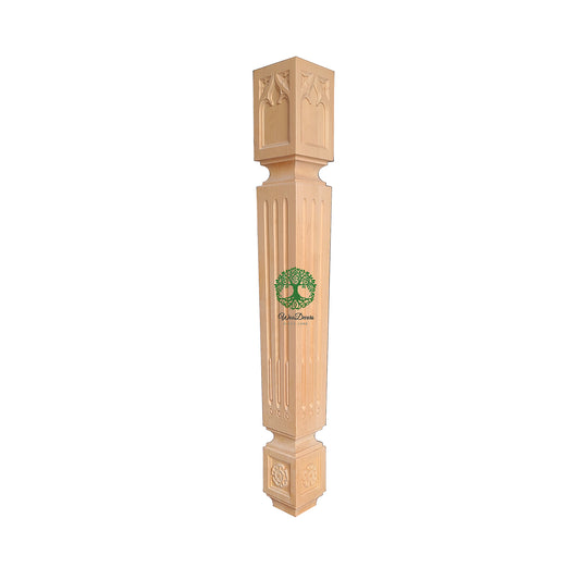 PAIR of Tapered Gothic Fluted Island Posts, Table Legs, Available in 29" & 35-1/2" High, Unfinished