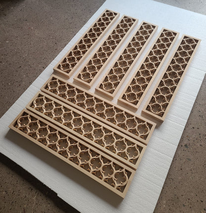 CUSTOM260806 21 PCS of PNL-45 Double-face Carved Gothic Birchwood Panel, 30"x5-1/2"x1-1/8", Unfinished