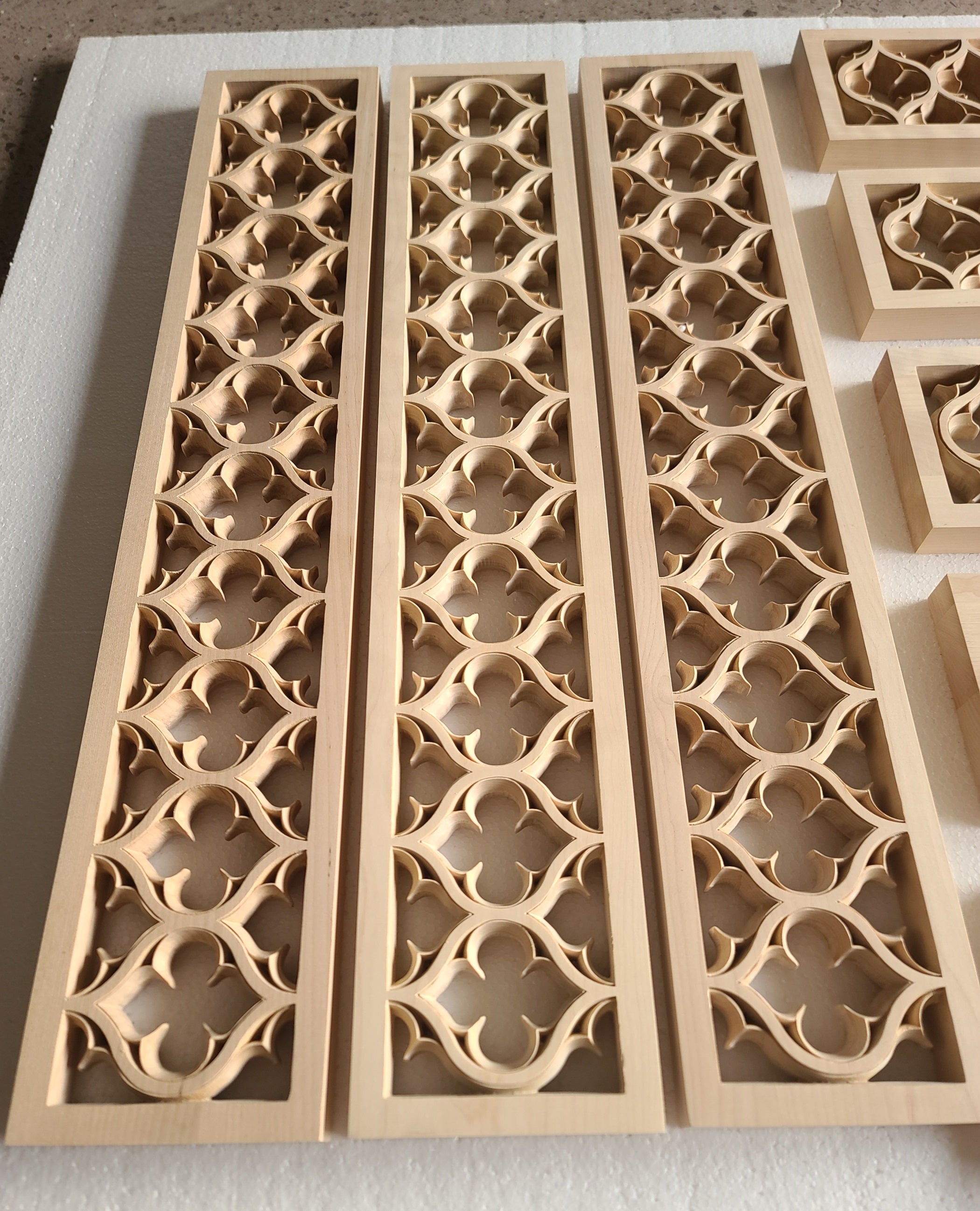 CUSTOM260806 21 PCS of PNL-45 Double-face Carved Gothic Birchwood Panel, 30