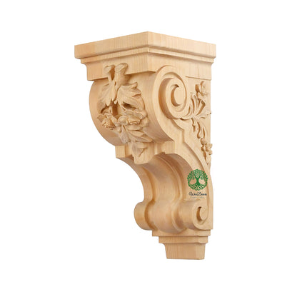 PAIR of Beautiful Rose Carved Wood Corbels, Shelf Brackets, Available in 10" & 14" High