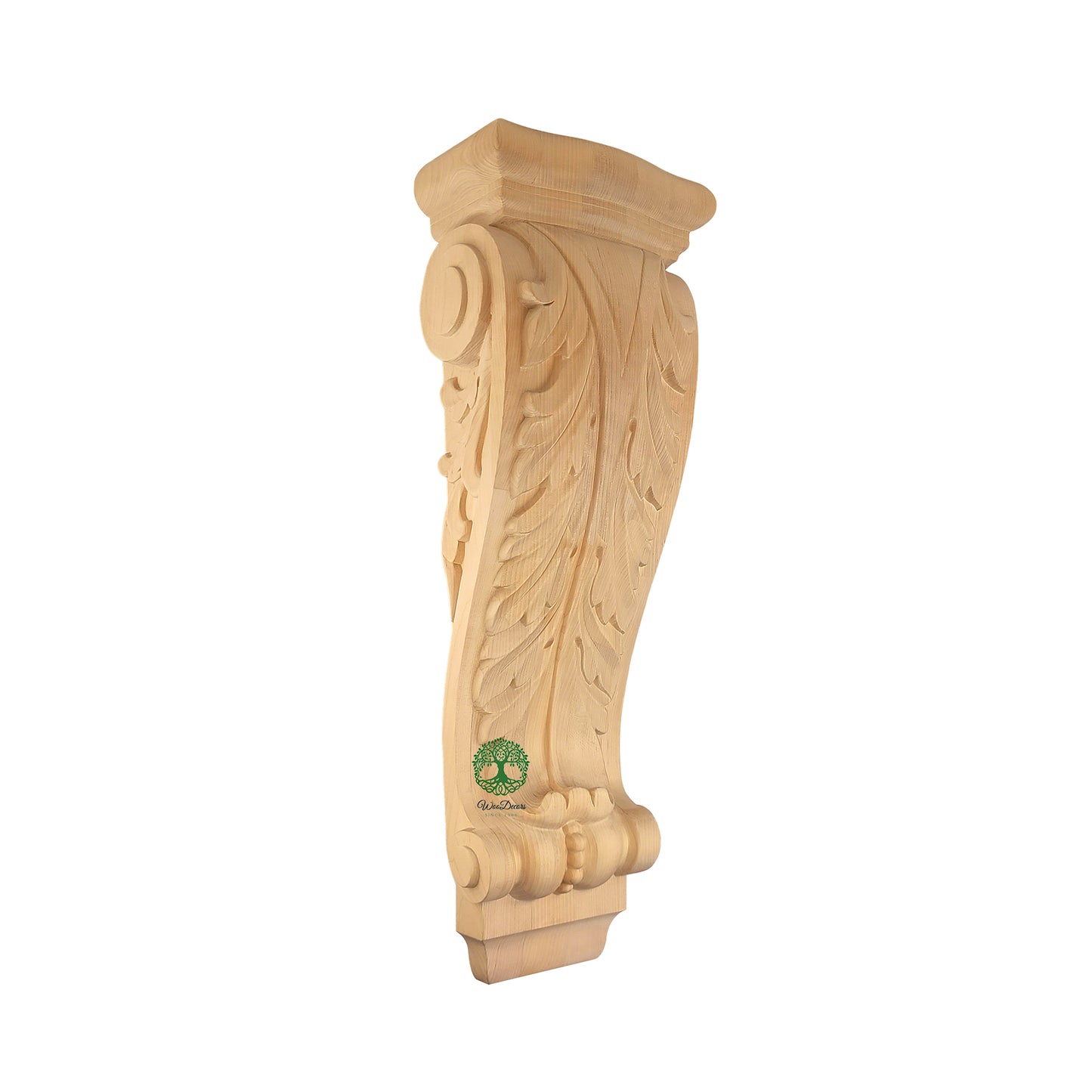 PAIR of Classic Acanthus Leaf Carved Wood Corbels, Available from 6-1/4" to 25" High, Unfinished
