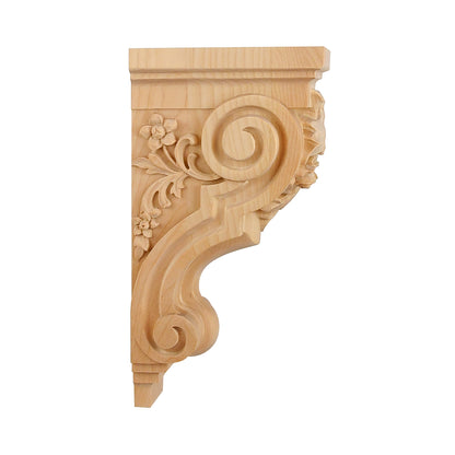 PAIR of Beautiful Rose Carved Wood Corbels, Shelf Brackets, Available in 10" & 14" High
