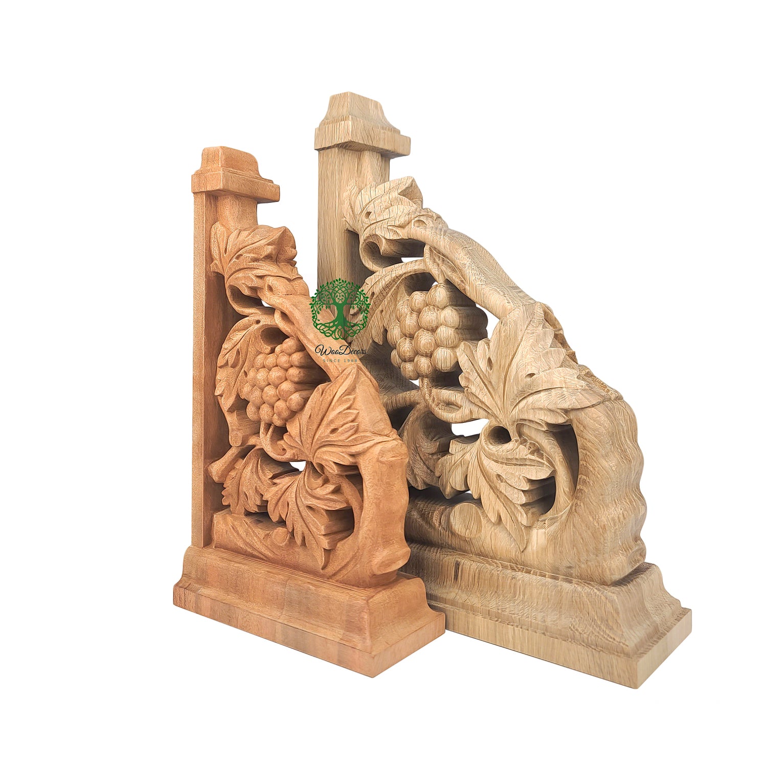 PAIR of Vintage Grapevine Carved Look-through Bracket Corbels, Available in 9”, 12
