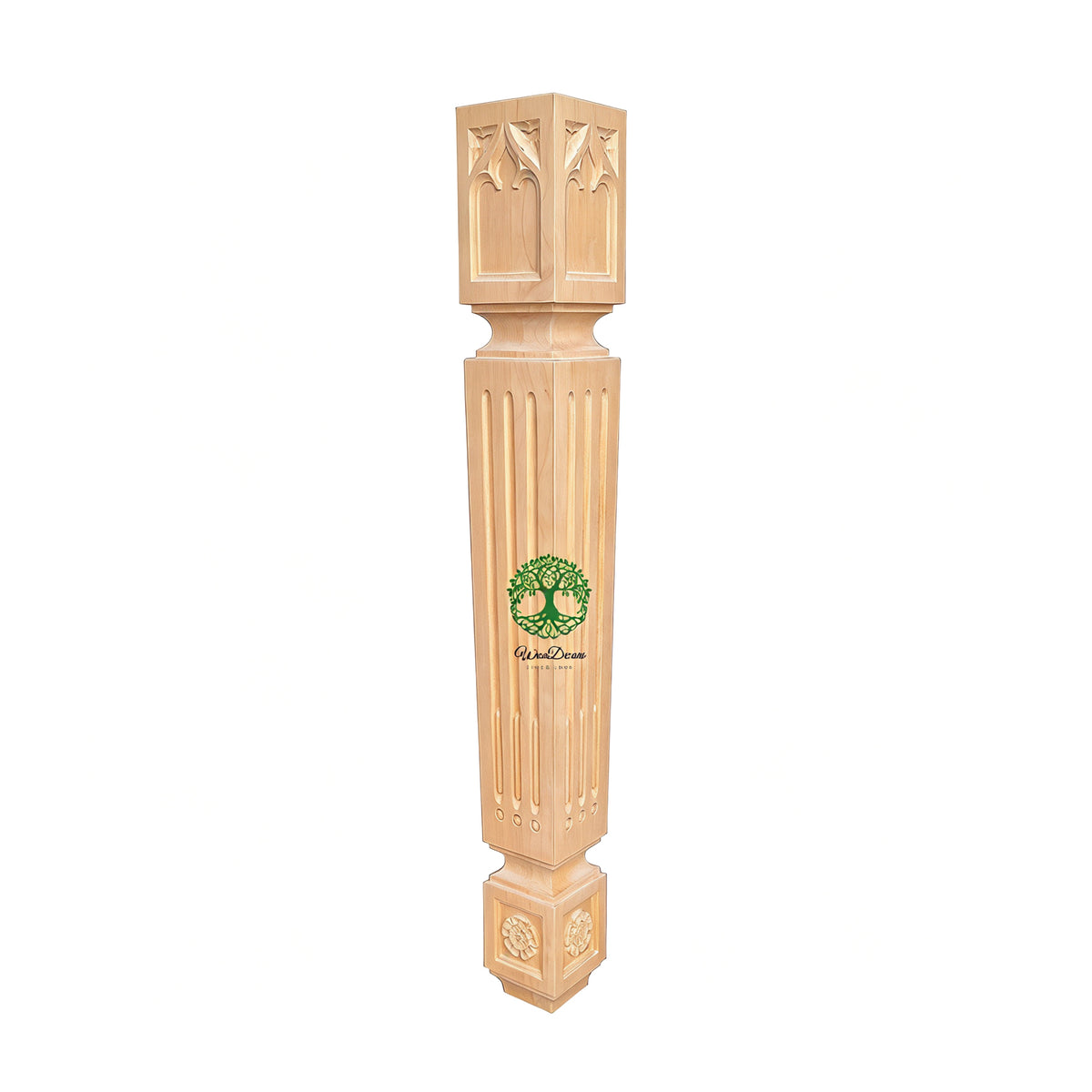 PAIR of Tapered Gothic Fluted Island Posts, Table Legs, Available in 29" & 35-1/2" High, Unfinished