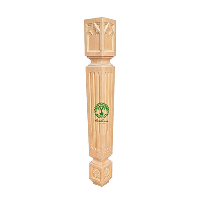 PAIR of Tapered Gothic Fluted Island Posts, Table Legs, Available in 29" & 35-1/2" High, Unfinished