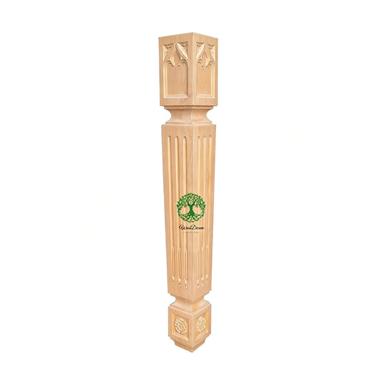 PAIR of Tapered Gothic Fluted Island Posts, Table Legs, Available in 29" & 35-1/2" High, Unfinished