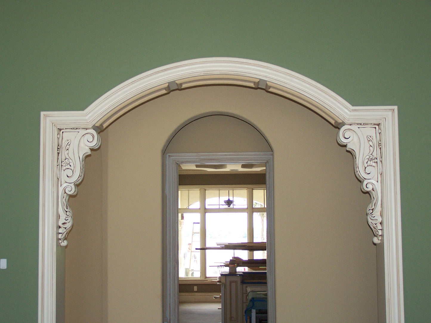 PAIR of Tongue Leaf Carved Wood Corbels, Available from 9" to 20" High, Unfinished