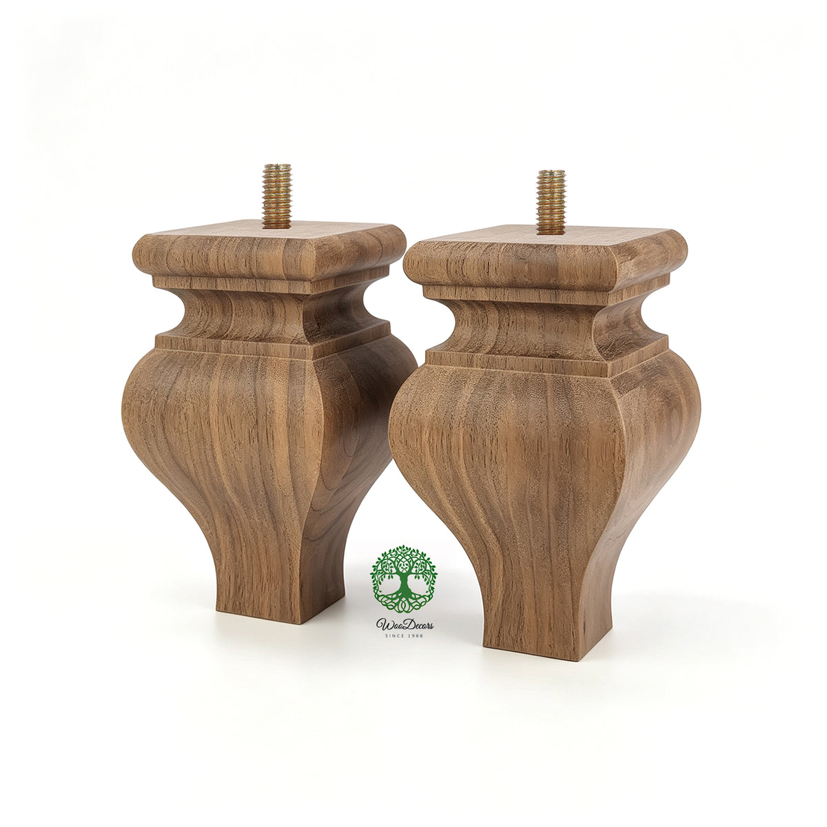 PAIR of Hardwood Square Bun Feet for Cabinet Chest and Sofa, Replacement Bun Feet, Sofa Legs, Pattern B