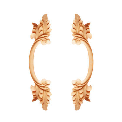 PAIR of Wood Carved Curved Acanthus Cabinet Door Pull, Furniture Pull, 9" & 12"W
