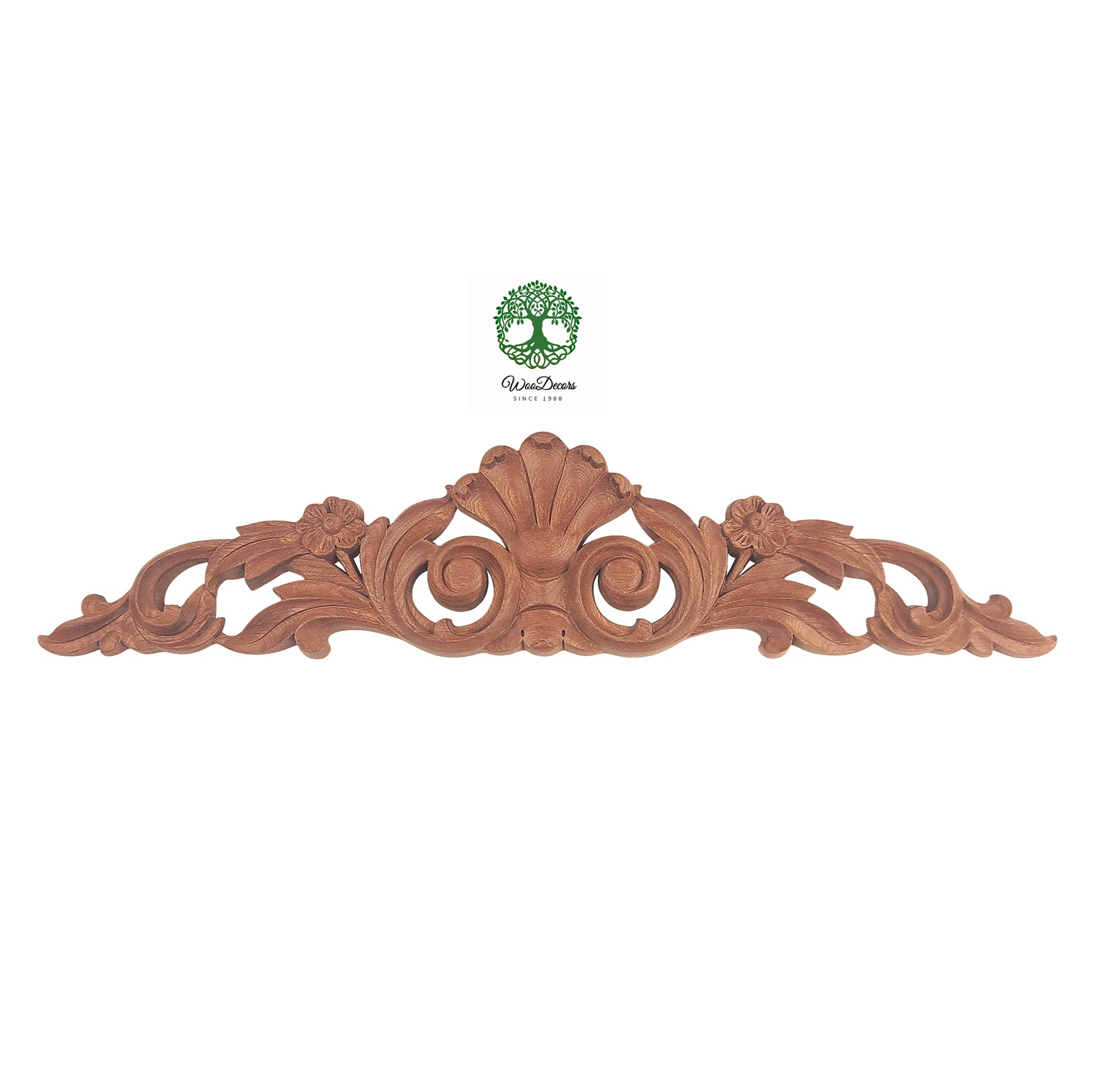 Shell Leaf Scroll Carved Wood Carved Onlay, Furniture Applique, Available from 12-1/4