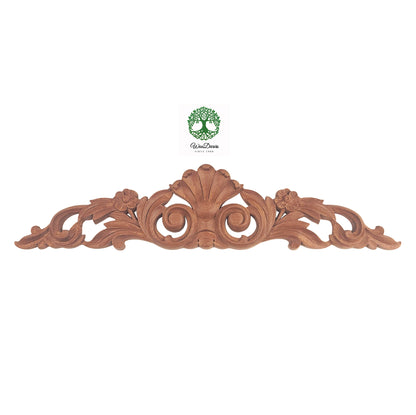 Shell Leaf Scroll Carved Wood Carved Onlay, Furniture Applique, Available from 12-1/4" to 24-1/2" Wide, Single