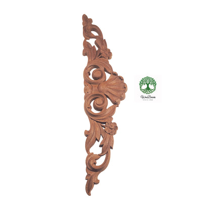 Shell Leaf Scroll Carved Wood Carved Onlay, Furniture Applique, Available from 12-1/4" to 24-1/2" Wide, Single