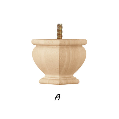 PAIR of Hardwood Furniture Square Bun Feet for Cabinet Chest and Sofa, Replacement Bun Feet, Sofa Legs, Pattern A